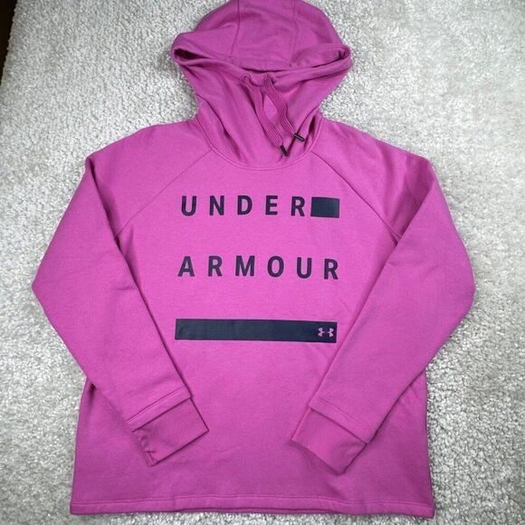 Under Armour Threadborne Fleece Loose Hoodie Pink Purple NEW - Picture 1 of 10